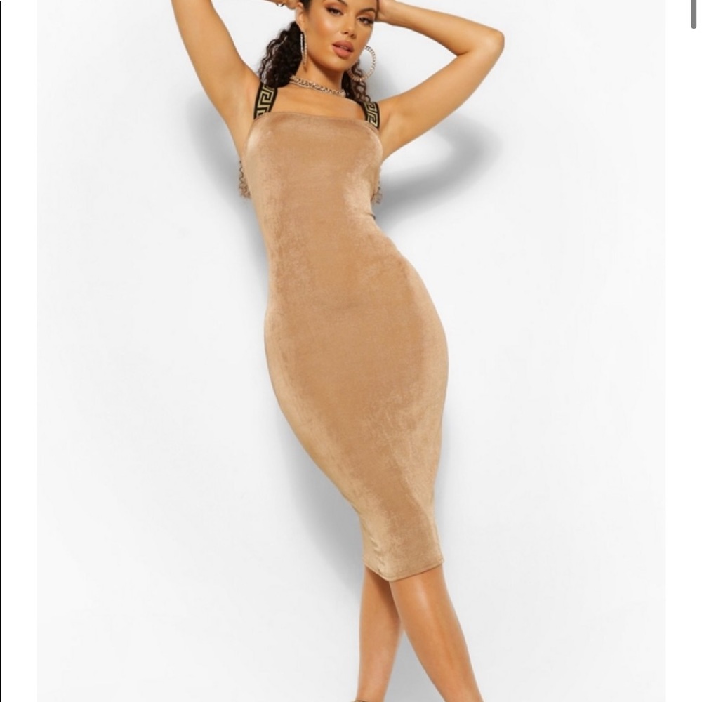 Boohoo geo tape slinky midi dress